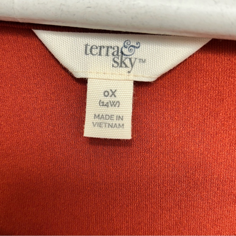 Terra & Sky Red Double Ruched Dress with Dolman Sleeves size 14W OX - Picture 2 of 6